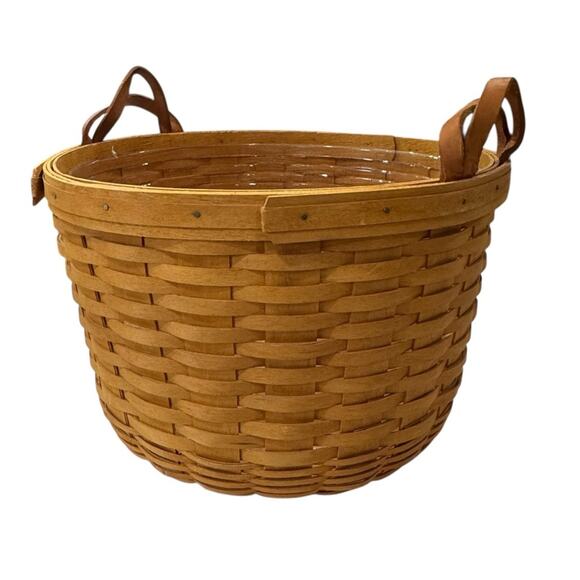 Vintage 1997 Longaberger corn basket Large Woven Basket with Handles & liner - Picture 1 of 11